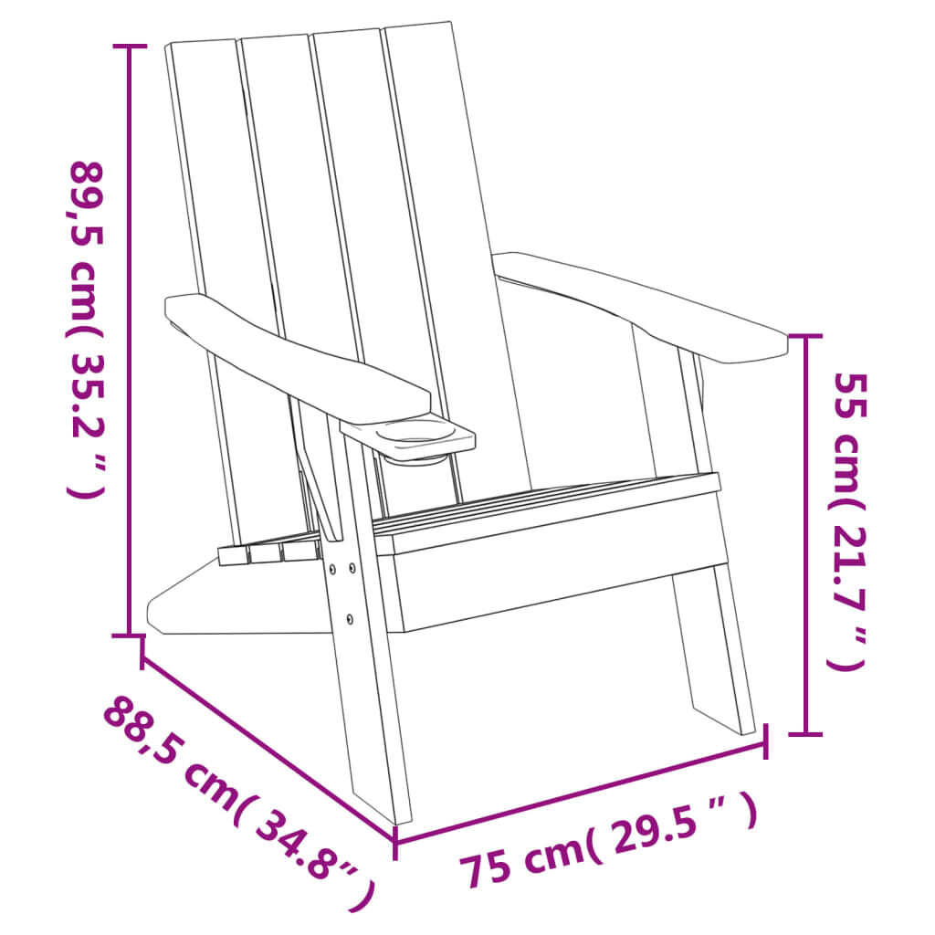 vidaXL Καρέκλα Κήπου Adirondack Αν. Καφέ 75x88,5x89,5 εκ. Πολυπρ/λένιο