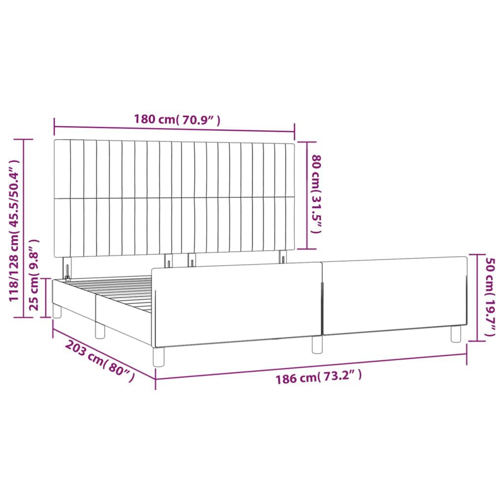 vidaXL Σκελετός Κρεβατιού Χωρίς Στρώμα Μπλε 180x200 εκ.Υφασμάτινο