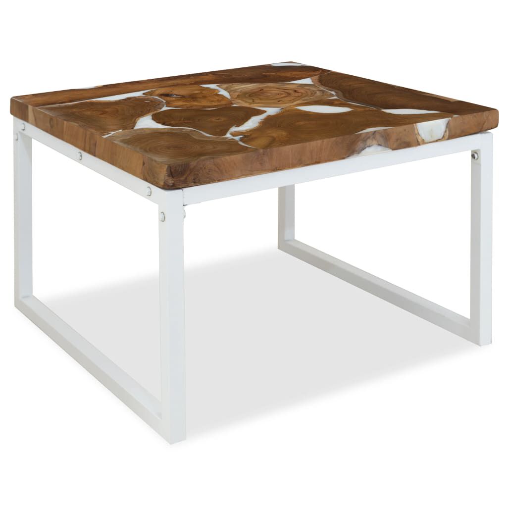 vidaXL Τραπεζάκι Σαλονιού 60 x 60 x 40 εκ. από Ξύλο Teak και Ρητίνη