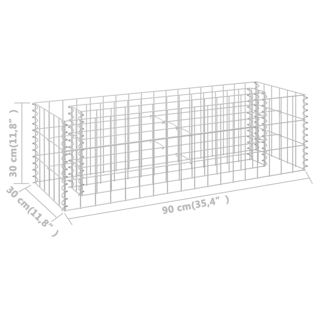 vidaXL Συρματοκιβώτιο-Γλάστρα Υπερυψωμένη 90x30x30 εκ. Γαλβ. Χάλυβας