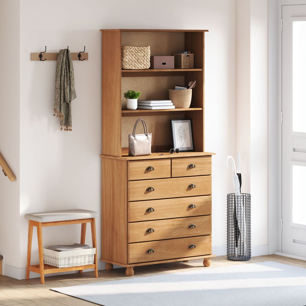 vidaXL Ράφι “ASKIM” Καφέ 91x40x199.5 cm Γερό Ξύλο Πεύκου