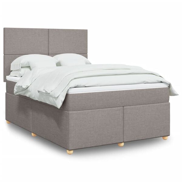 vidaXL &Kappa;&rho;&epsilon;&beta;ά&tau;&iota; Boxspring &mu;&epsilon; &Sigma;&tau;&rho;ώ&mu;&alpha; Taupe 140x190 &epsilon;&kappa;. &Upsilon;&phi;&alpha;&sigma;&mu;ά&tau;&iota;&nu;&omicron;