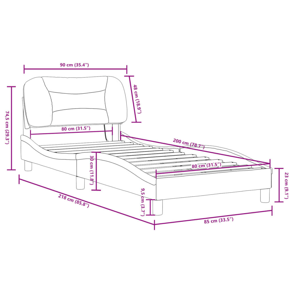 vidaXL Πλαίσιο Κρεβατιού με LED Καπουτσίνο 80x200 εκ. Συνθετικό Δέρμα