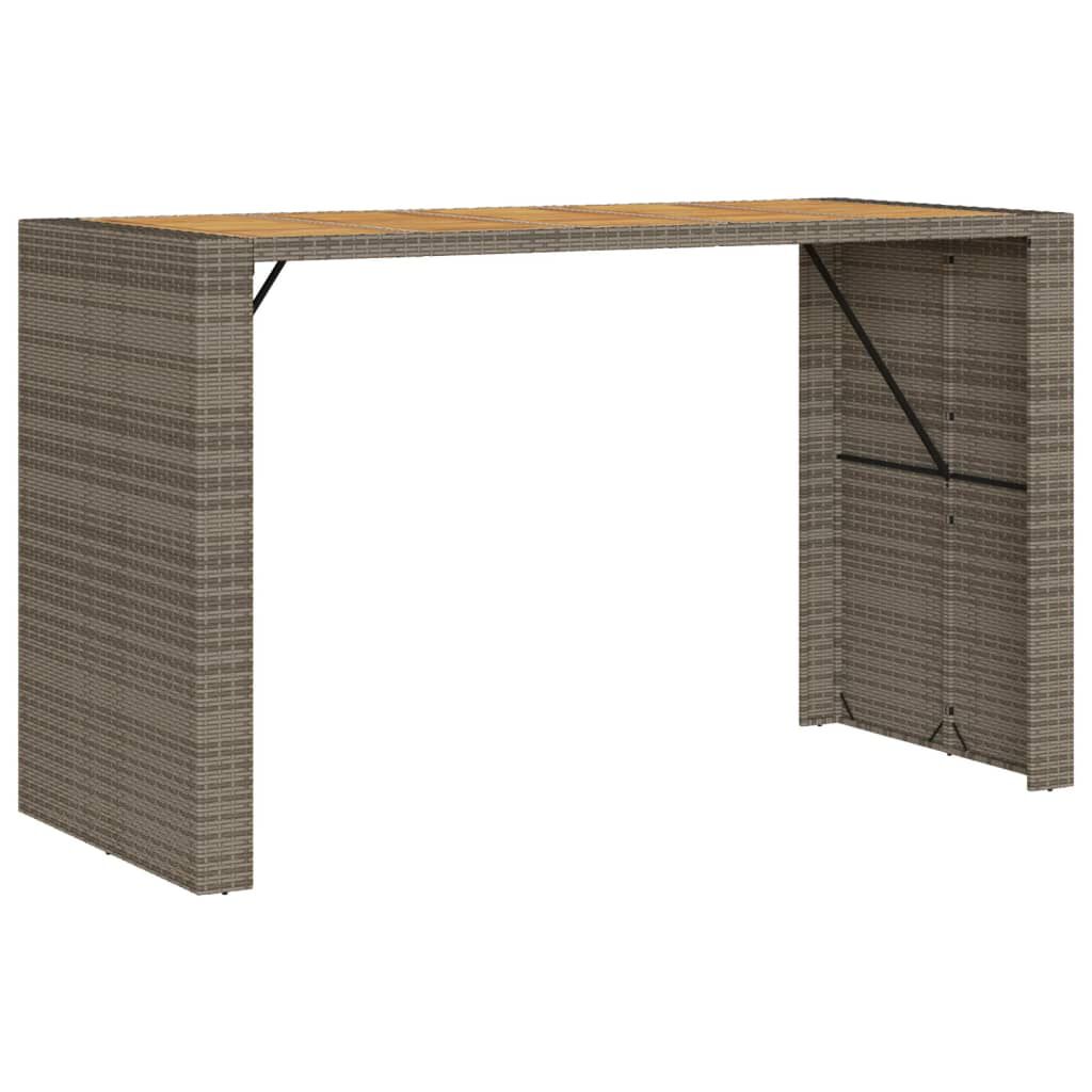 vidaXL Τραπέζι Μπαρ Κήπου Επιφ. Ακακίας Γκρι 185x80x110εκ. Συνθ. Ρατάν
