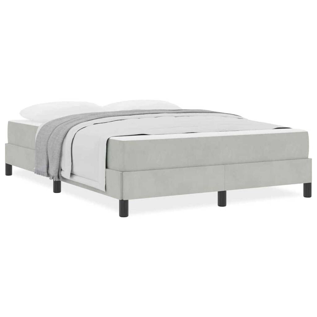 vidaXL Κρεβάτι box spring με στρώμα Ανοιχτό γκρι 160 x 200 cm Βελούδο
