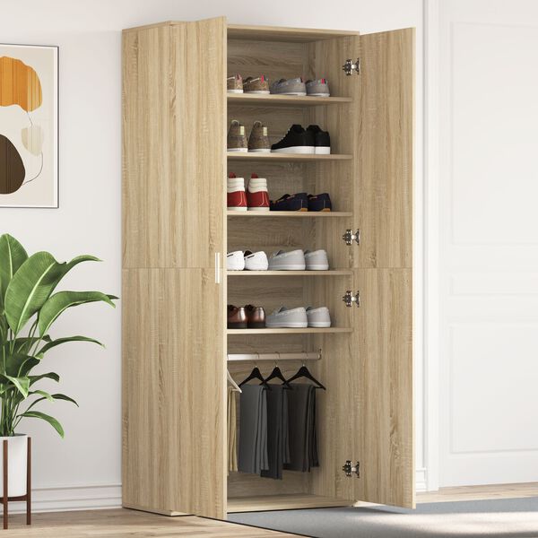 vidaXL Ντουλάπι Παπουτσιών Σονομά Οάκ 80x39x180 εκ Επεξεργασμένο Ξύλο