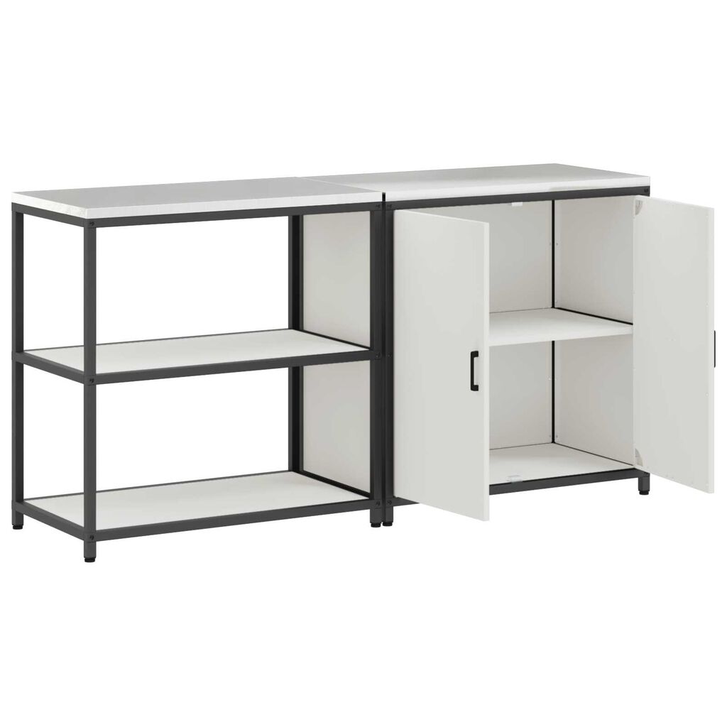 vidaXL Σετ Αποθήκευσης Κουζίνας με ράφι 2 pcs Λευκό 150 x 50 x 92 εκ.
