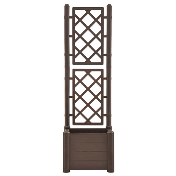 vidaXL Ζαρντινιέρα Κήπου με Καφασωτό Μόκα 43x43x142 εκ. Πολυπροπυλένιο