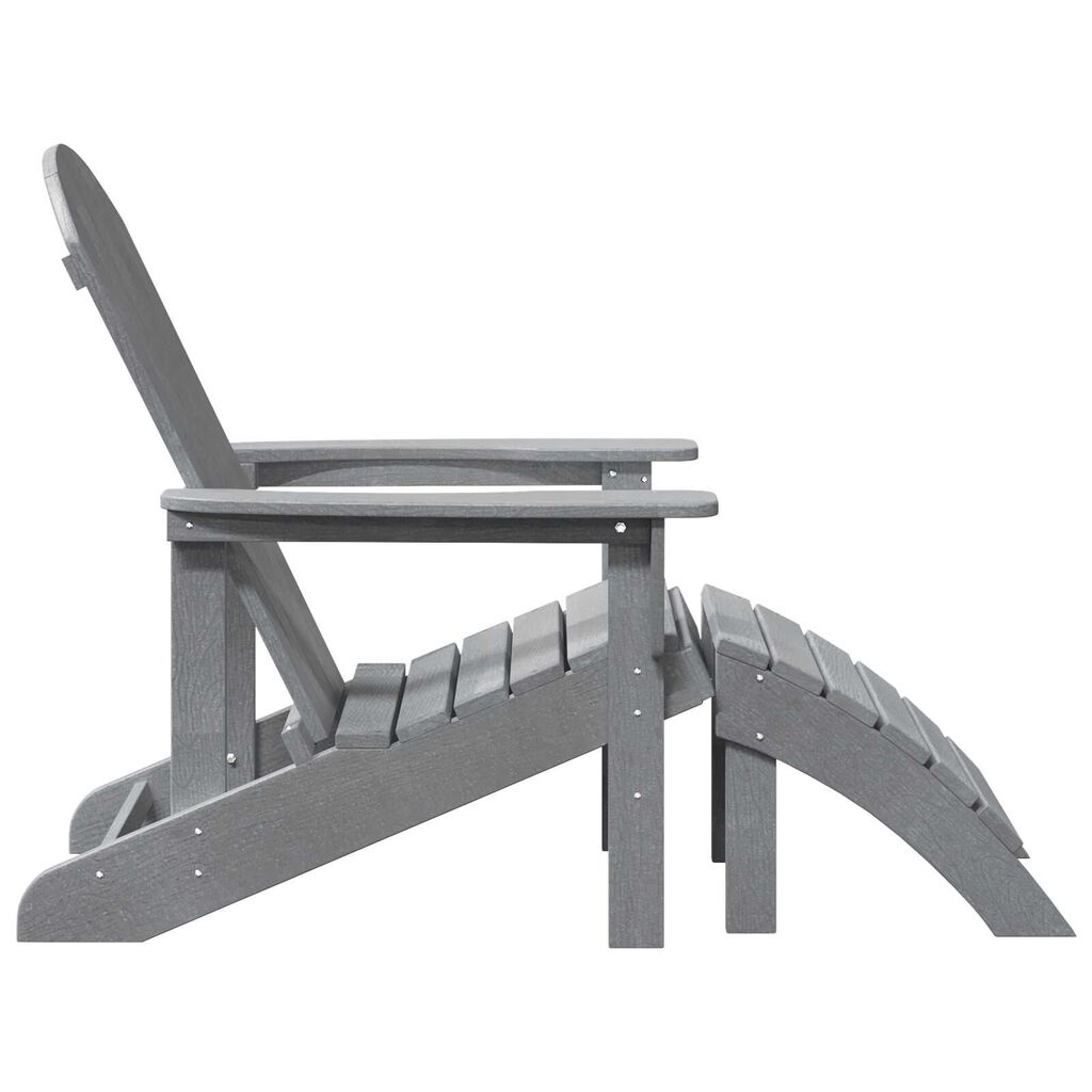 vidaXL Καρέκλα Adirondack με Υποπόδιο Ανοιχτό Γκρι HDPE