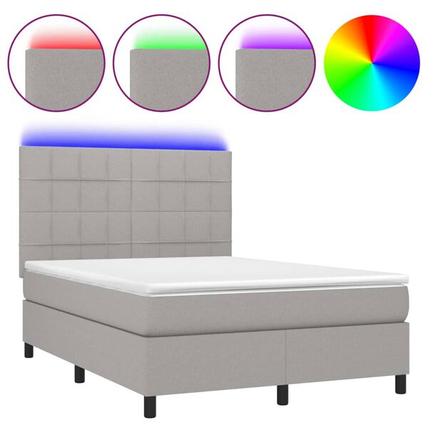 vidaXL &Kappa;&rho;&epsilon;&beta;ά&tau;&iota; Boxspring &mu;&epsilon; &Sigma;&tau;&rho;ώ&mu;&alpha; & LED &Alpha;&nu;.&Gamma;&kappa;&rho;&iota; 140x190&epsilon;&kappa;. &Upsilon;&phi;&alpha;&sigma;&mu;ά&tau;&iota;&nu;&omicron;