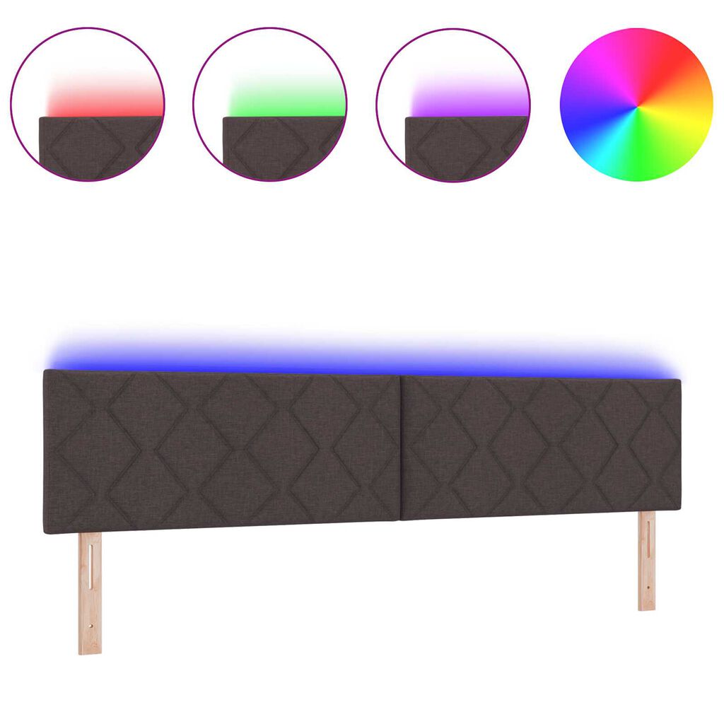vidaXL LED Κεφαλάρι Σχεδίασης Διαμαντιών Σκούρο Καφέ 200 εκ. Υφασμάτινο