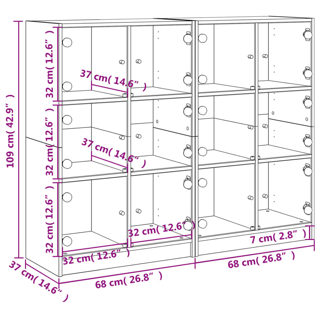 vidaXL Βιβλιοθήκη με Πόρτες Μαύρη 136x37x109 εκ. Επεξ. Ξύλο