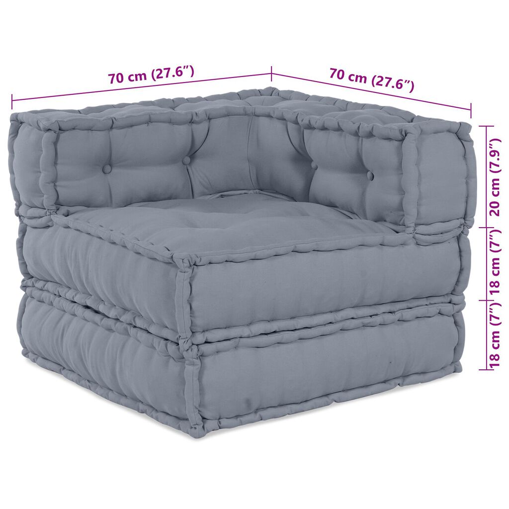 vidaXL Σαλονιού 4 Καθισμάτων Modular Pouffe Σαφάρι Γκρι Ύφασμα