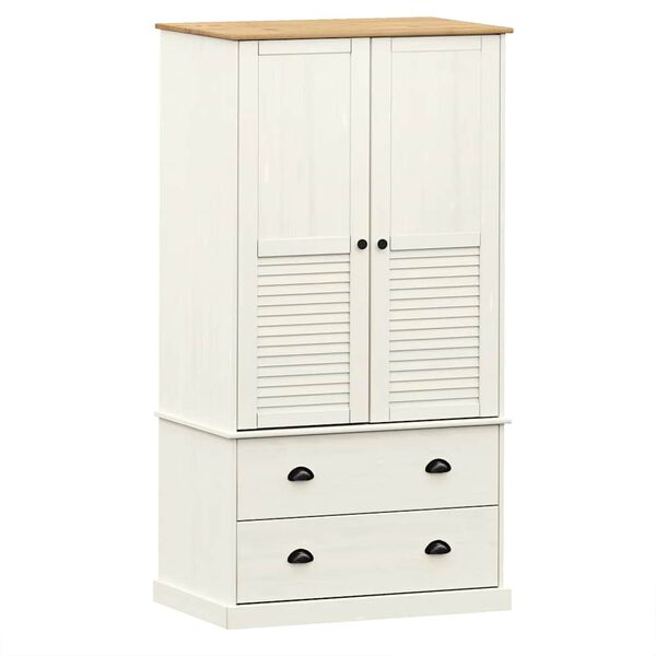 vidaXL Ντουλάπα VIGO Λευκή 90 x 55 x 170 εκ. από Μασίφ Ξύλο Πεύκου