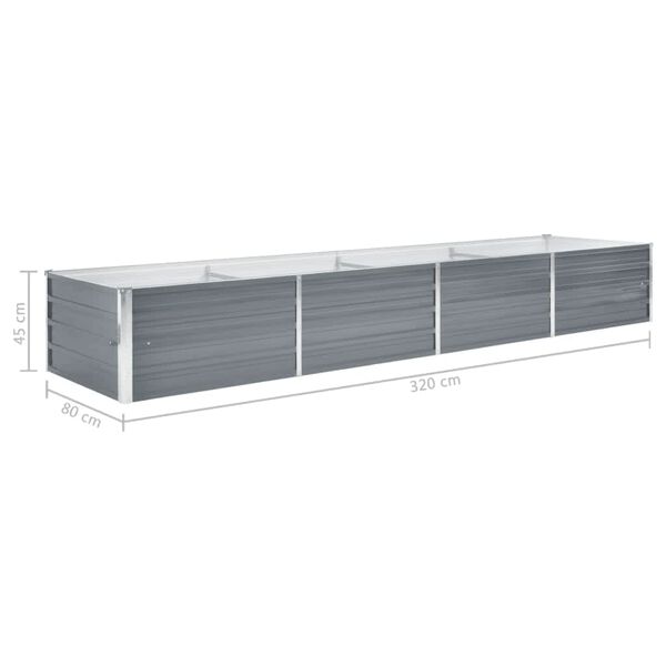 vidaXL Ζαρντινιέρα Υπερυψωμένη Γκρι 320x80x45 εκ. Γαλβανισμ. Χάλυβας