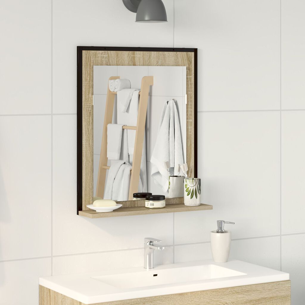 Καθρέφτης μπάνιου vidaXL με ράφι Sonoma Oak 50x12x60 εκ. Επεξεργασμένο ξύλο