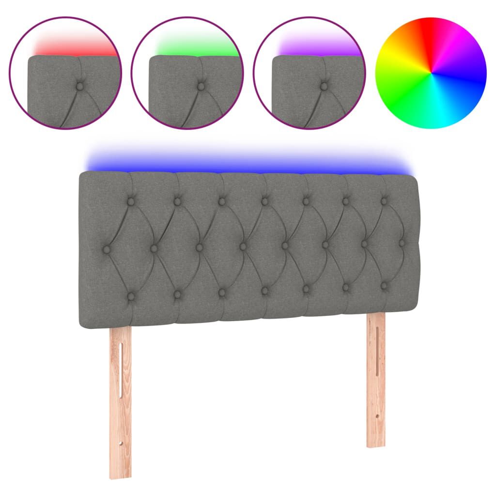vidaXL Κεφαλάρι Κρεβατιού LED Σκούρο Γκρι 90x7x78/88 εκ. Υφασμάτινο