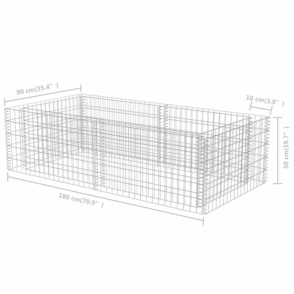 vidaXL Συρματοκιβώτιο Γλάστρα 180 x 90 x 50 εκ. Γαλβανισμένος Χάλυβας