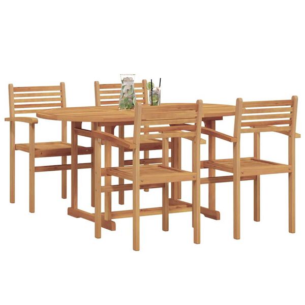 vidaXL Σέτ φαγητού για κήπο 5 pcs Καστανό Μασίφ ξύλο teak