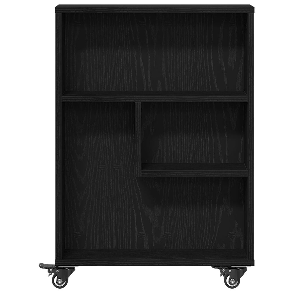vidaXL Στενός Τροχός Αποθήκευσης Μαύρη Δρυς 48x13x68 εκ Επεξεργασμένου Ξύλου