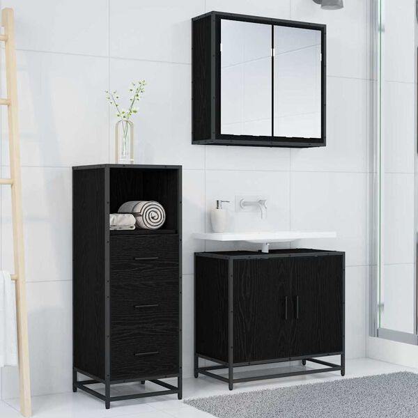 vidaXL Ντουλάπι Μπάνιου με συρτάρι Μαύρη δρυς 35 x 37.5 x 100 εκ.