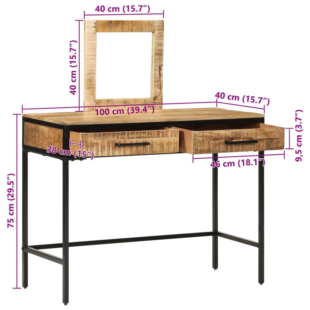 vidaXL Τραπέζι περιποίησης Καφέ 100 x 40 x 120 εκ. Μασίφ ξύλο μάνγκο