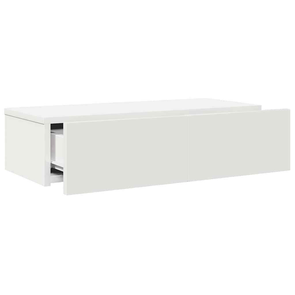 vidaXL Ράφι τοίχου με συρτάρια Λευκό 60x26,5x15 cm Κατασκευασμένο ξύλο
