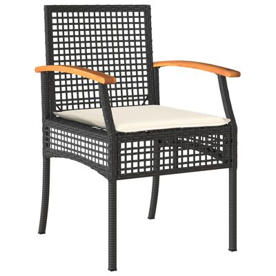 vidaXL Καρέκλες Κήπου 4 τεμ. Μαύρες Συνθ. Ρατάν/Ξύλο Ακακίας+Μαξιλάρια