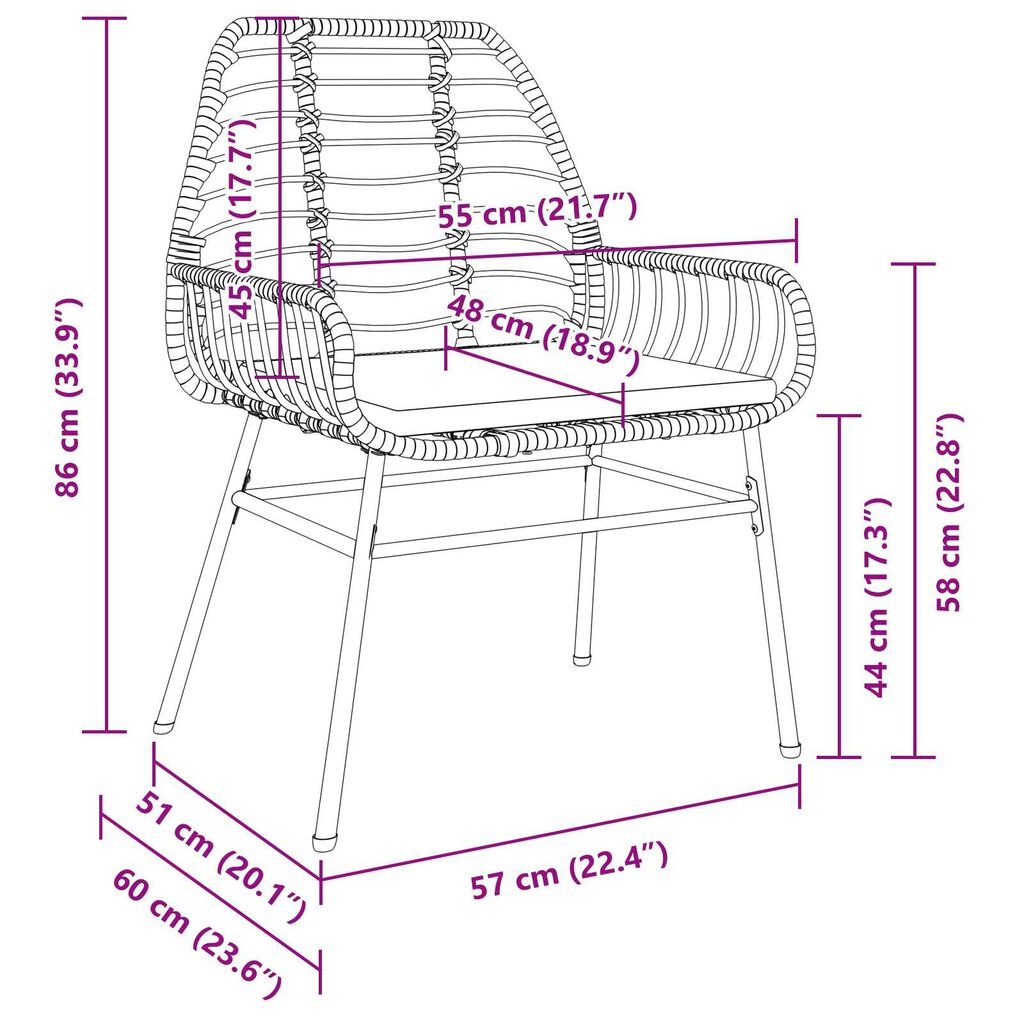 vidaXL Σέτ φαγητού για κήπο 5 pcs Καφέ συνθετικό ρατάν