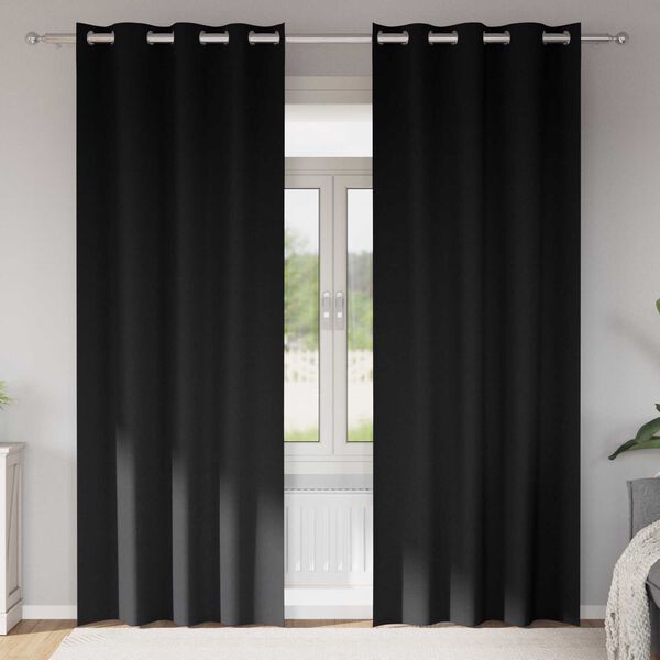 vidaXL Κουρτίνες με κουρτίνες 2 pcs Μαύρο 260 x 140 εκ. Πολυεστέρας