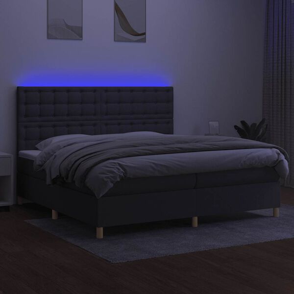 vidaXL &Kappa;&rho;&epsilon;&beta;ά&tau;&iota; Boxspring &mu;&epsilon; &Sigma;&tau;&rho;ώ&mu;&alpha; & LED &Sigma;&kappa;.&Gamma;&kappa;&rho;&iota; 200x200&epsilon;&kappa;. &Upsilon;&phi;&alpha;&sigma;&mu;ά&tau;&iota;&nu;&omicron;