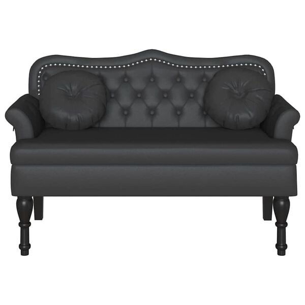 vidaXL Καναπές Chesterfield Μαύρο 120,5 x 65 x 75 εκ. Τεχνητό Δέρμα