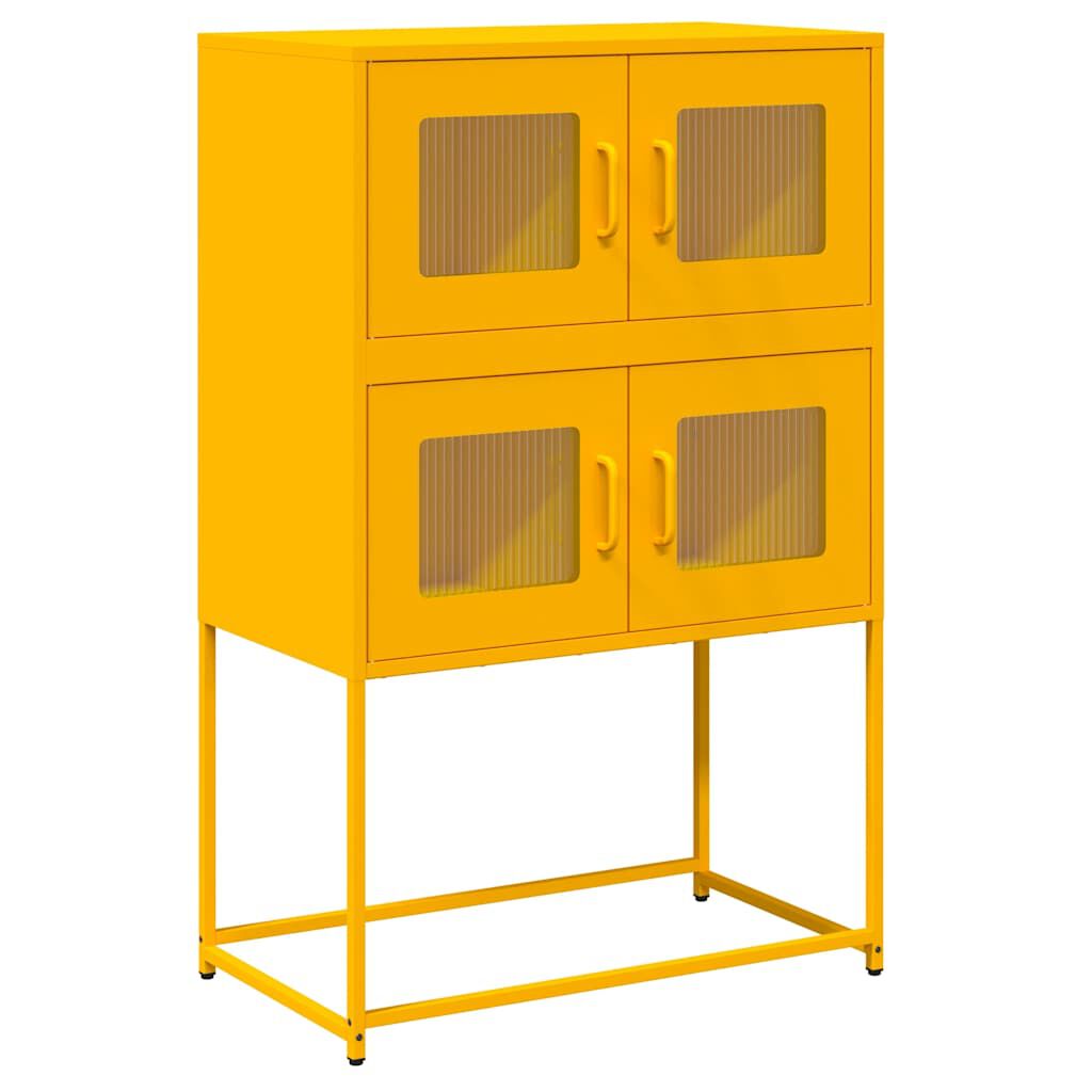 vidaXL Highboard Μουστάρδα κίτρινη 68x39x107 cm Χάλυβας