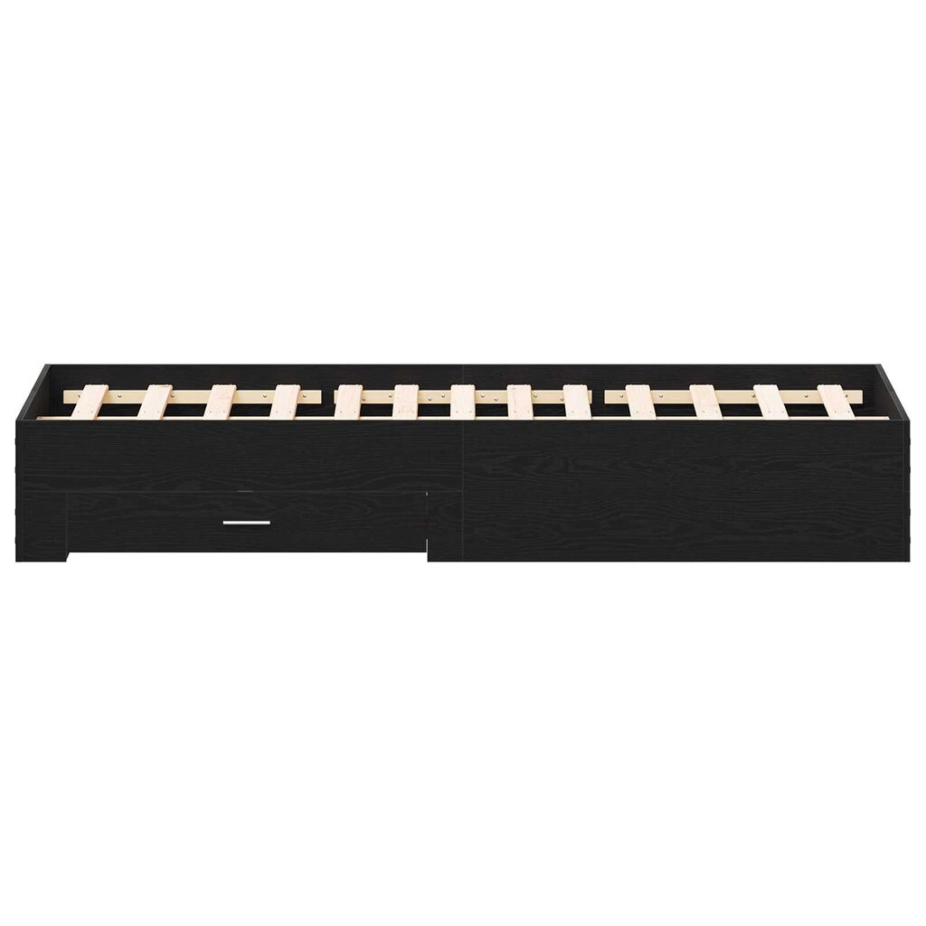 vidaXL Κρεβάτι με Συρτάρια Μαύρη δρυς 140 x 200 cm Επεξεργασμένο ξύλο