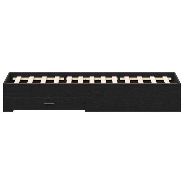 vidaXL Κρεβάτι με Συρτάρια Μαύρη δρυς 140 x 200 cm Επεξεργασμένο ξύλο