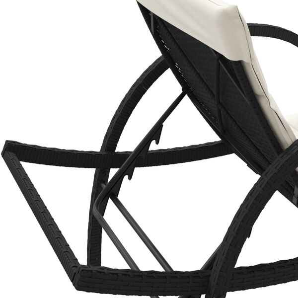vidaXL Ξαπλώστρα Μαύρη 60x199x42 εκ. από Συνθετικό Ρατάν με Μαξιλάρι