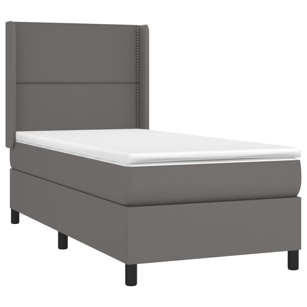 vidaXL Κρεβάτι Boxspring με Στρώμα & LED Γκρι 100x200 εκ. Συνθ. Δέρμα