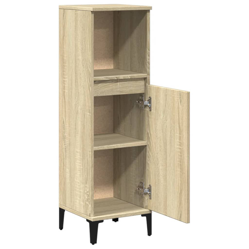 vidaXL Ντουλάπι Μπάνιου Sonoma Δρυς 30x30x100 εκ. Επεξεργασμένο Ξύλο