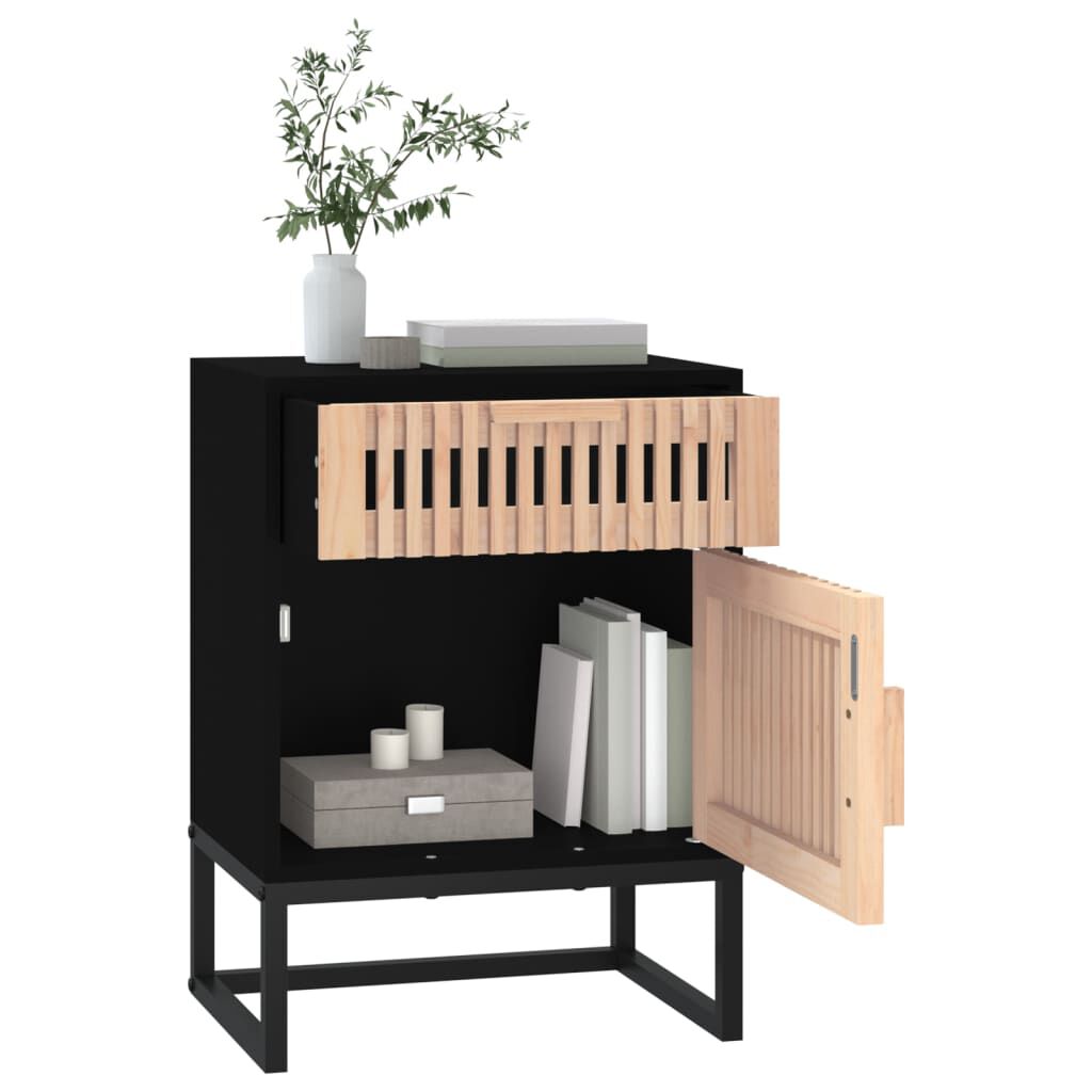 vidaXL Κομοδίνο Μαύρο 40x30x55,5 εκ. Επεξεργασμένο Ξύλο & Σίδερο