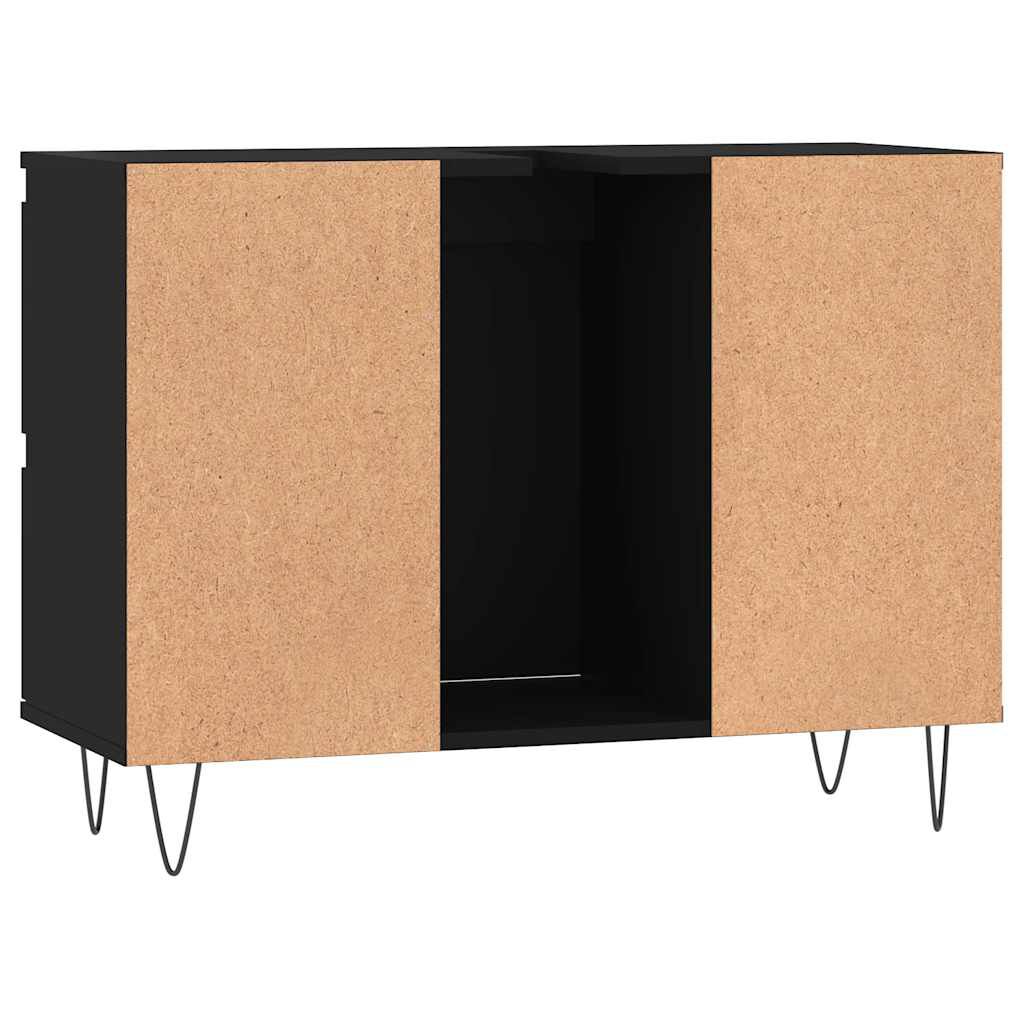 vidaXL Ντουλάπι Μπάνιου Μαύρο 80 x 33 x 60 εκ. από Επεξεργασμένο Ξύλο