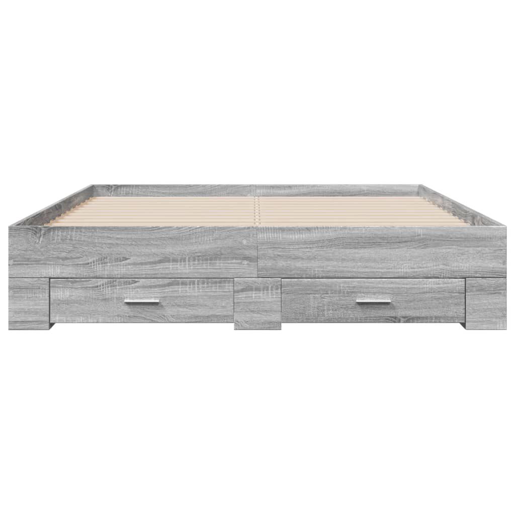 vidaXL Πλαίσιο Κρεβατιού με Συρτάρια Γκρι Sonoma 150x200εκ. Επεξ. Ξύλο