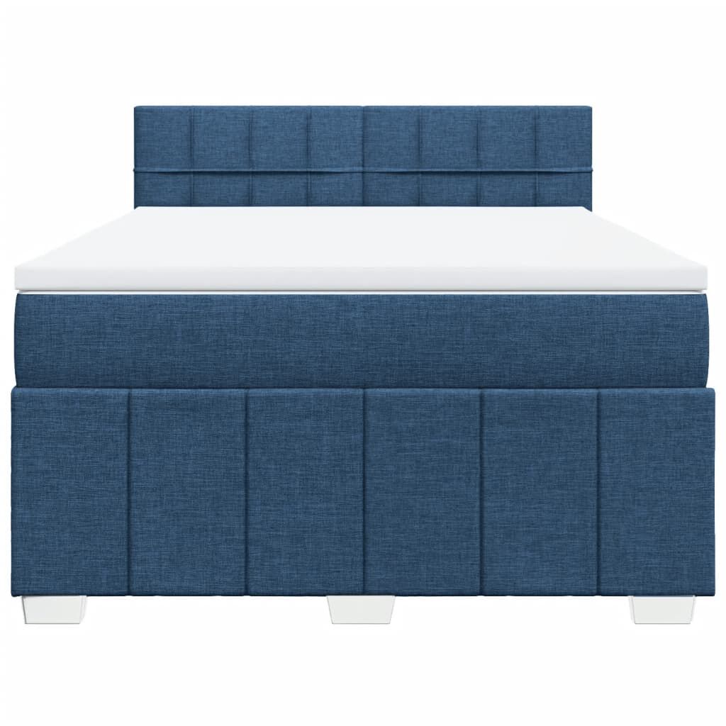 vidaXL Κρεβάτι Boxspring με Στρώμα Μπλε 160x200 εκ. Υφασμάτινο
