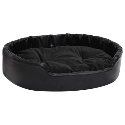 vidaXL Κρεβάτι Σκύλου Μαύρο 90 x 79 x 20 εκ. Βελουτέ/Συνθετικό Δέρμα