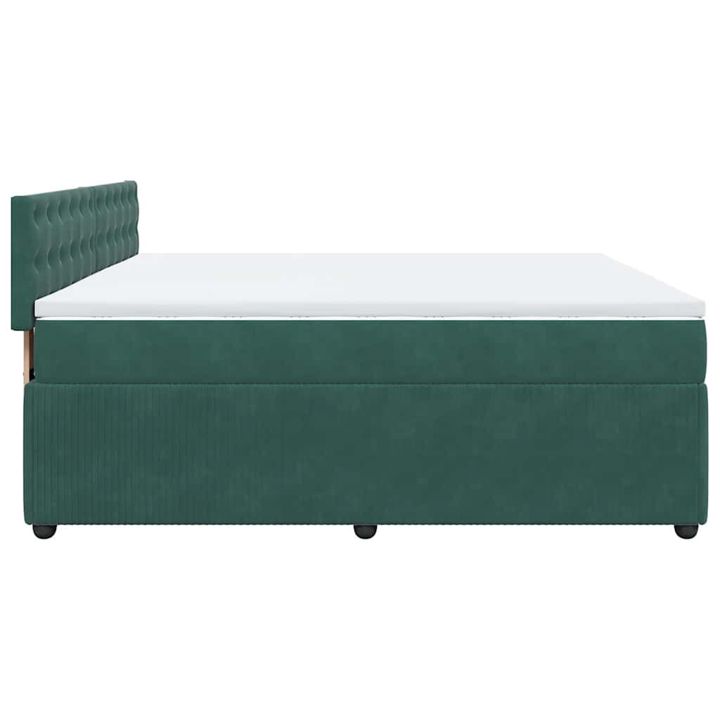 vidaXL Κρεβάτι Boxspring με Στρώμα Σκούρο Πράσινο 180x200εκ. Βελούδινο