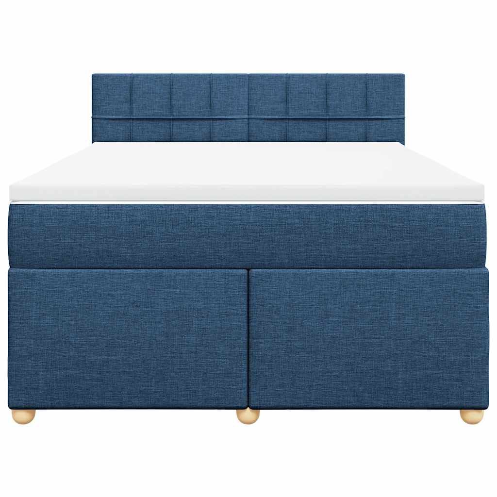 vidaXL Κρεβάτι Boxspring με Στρώμα Μπλε 140x190 εκ. Υφασμάτινο