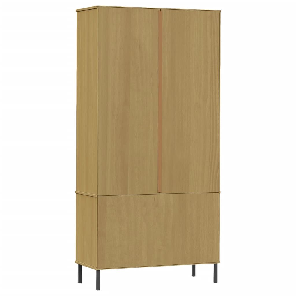 vidaXL Βιβλιοθήκη OSLO Καφέ 85x35x172,5 εκ. Μασίφ Ξύλο με Μεταλ. Πόδια
