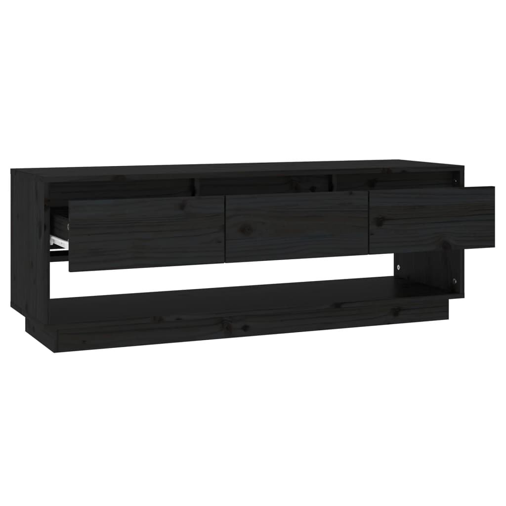 vidaXL Έπιπλο Τηλεόρασης Μαύρο 110,5x34x40 εκ. από Μασίφ Ξύλο Πεύκου