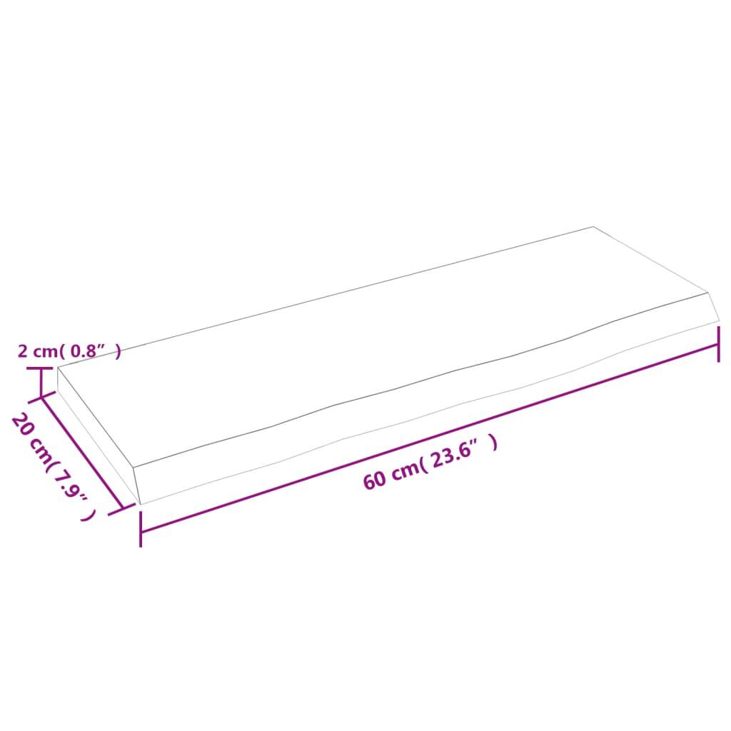 vidaXL Ράφι Τοίχου Ανοιχτό Καφέ 60x20x2 εκ. Επεξεργ. Μασίφ Ξύλο Δρυός