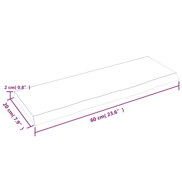 vidaXL Ράφι Τοίχου Ανοιχτό Καφέ 60x20x2 εκ. Επεξεργ. Μασίφ Ξύλο Δρυός