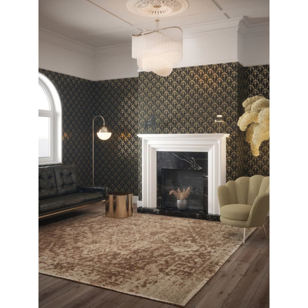 DUTCH WALLCOVERINGS Ταπετσαρία Τοίχου Palm Palace Μαύρη και Χρυσή